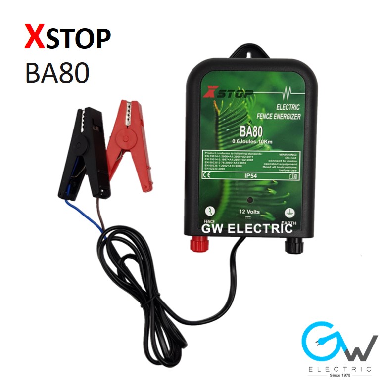BA80 12v Battery Powered Electric Fence Energiser 0.6J - 10Km – X-Stop
